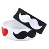 50PCS I Love Moustache 1 Pollice Wide Fashion Bracciale in gomma siliconica in bianco e nero per adulti