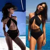 Roupa de banho super sexy verão feminino conjunto biquinis sexy maiô divisão sólida cintura alta maiô com push up cruz bandagem conjunto biquinis