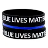 1PC Blue Lives Matter Silicone Caoutchouc Bracelet Doux Et Flexible Noir Taille Adulte Classique Décoration Logo