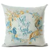 vintage marine cushion cover gold and blue throw pillow case sea horse almofada nautical shell cojines retro pillowcase