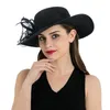 Kadınlar Şık Çiçek Büyüleri Polyester Geniş Sebim Çiçek Kentucky Derby Kilise Elbise Çay Partisi Şapkası T2367313292