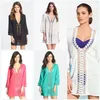 Bikini Cover Ups Hollow Out Fashion Camicetta Donna Deep V-Neck Wrap Sexy Beach Dress Pizzo Floral Beachwear Crochet Poncho Playsuits D497