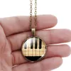 Pendant Necklaces Wholesale-Fashion Piano Keyboard Picture Necklace Vintage Silver Color Summer Style Glass Cabochon Fine Jewelry1