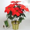 10 Bündel künstliche Weihnachtsblumen, rote Weihnachtssternbüsche, Weihnachtsbaumschmuck, Heimdekoration, Feiertagspflanzer, Durchmesser 85 Zoll9323018