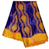 5 Yards/pc Tessuto Bazin blu cielo alla moda e pizzo solubile in acqua giallo africano per vestiti LBL31-7
