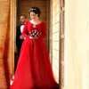 2017 Red Prom Dresses Długim Rękawem Party Suknie Arabskie Dubai Kobiety Formalne Suknie Wieczorowe Długa Kwadratowa Dekolt Kwadratowy Dekolt Tulle Party Dress