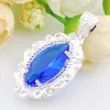 free shipping Valentine's day gift Fashion blue crystal stone Handmade Women jewelry Pendant with chain necklace tracking P0609