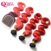 T1B Red Body Wave Ombre Brazilian Virgin Human Hair Weave Exteniony 3 wiązki z 4x4 Bielone węzły koronkowe zamknięcie z włosami dla niemowląt 6920424