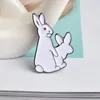 Cute Animal White Rabbits Enamel Brooch Pins Hat Shirt Denim Jacket Decor Party Prom Women Men Accessories