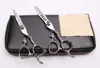 6quot 440C Anpassad logotyp Blue Gem Professional Human Hair Scissors Cutting or Thinning Shears Barberquots frisör Shear8049055