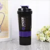 LOGO Protein Shaker Blender Mikser Kupası Spor Su Şişesi Egzersiz Fitnes Jimnastik Eğitimi 3 Katmanlar BPA Free Shaker Konteyner 500ml