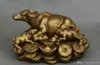 New Chinese Copper Fengshui Zodiac Year Mother Son Bull Ox Oxen Yuanbao Statue