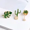 Cactus hojas de palma planta árbol broche esmaltado Natural Collar solapa Pin chaqueta vaquera suéter decoración