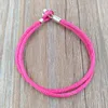 Fabric Cord Bracelet Hot Pink Chain Authentic 925 Silver Fits European Pandora Style Jewelry Charms Beads Andy Jewel 590749CPH-S