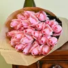 Gros-5pcs / lot frais 55cm / 21.65 "rose fleurs artificielles Real Touch rose fleurs décorations pour la maison pour la fête de mariage ou le cadeau d'anniversaire