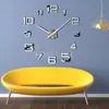 Partihandel-2021 Real 3D Wall Clock DIY Stor storlek Spegel Klistermärken Dekorativ Heminredning Duvar Saati Brief Reloj Living Room1 Klockor