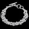 Hermoso diseño 925 plata esterlina seis líneas collar de cuentas de luz pulsera pendientes conjunto de joyería de moda regalo de boda envío gratis