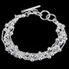 Mooi ontwerp 925 sterling zilver zes-line licht kraal ketting armband oorbellen mode-sieraden set huwelijksgeschenk gratis verzending