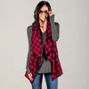 도매 -2022 여성 가을 ​​격자 무늬 재킷 캐주얼 라펠 소매 소매 얇은 코트 넥타이 체크 무늬 아웃웨어 페미니노 탑