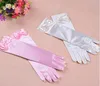 Wedding Elastic Girl Satin Long Gloves Kid Children Fancy Dress Bow Pearl Gloves Costume COS princess Mitten 3Y-8Y party favor colorful