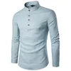 Solid Casual Linen Mens Long Sleeve Dress Shirts Cotton Men Shirt Plus Size Slim Fit Homme