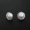 925 Sterling Silver Stud Earrings Classic 10mm Simulated Pearl With Cubic Zirconia Earrings For Women ( EA101781) 17401