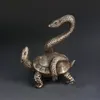 Chinois Folk Fengshui Argent Animal Serpent Tortue Tortue Xuanwu Statue