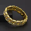 Men Iced Out Hip Hop Cuban Chain Link Sand Blast Bracelet Gold Silver Tone Heavy 18mm Bracelets
