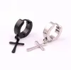 Boucles d'oreilles coréennes en forme de croix, clous pendants, bijoux en acier inoxydable 316L, anneaux d'oreille simples, boucles d'oreilles manchette pour hommes et femmes, 10 pièces, Lot3020