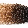 Класс 9а перуанский девственные волосы кудрявый вьющиеся ткет три 3 тон 1B 4 27 мед блондинка омбре человеческих волос расширения 3 пачки много