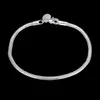 3MM 8 inches long 925 Silver Snake Charm Chain Bracelet FREE SHIPPING 10pcs / lot