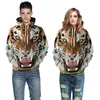 2017 Nuovi Amanti Casual Felpe Con Cappuccio Felpe Pullover Manica Lunga Stampa 3D Tiger Lion Maglione Autunno Inverno Abbigliamento Allentato Spedizione Gratuita