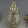 Marqué Vieille Dynastie Chine Argent Écureuil Lapin Bête Carafe à Vin Pot Encensoir