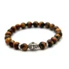 Retail Mäns Beaded Buddha Armband, Turkos, Svart Onyx, Röd Dragon Veins Agate, Tiger Eye Semi Precious Stone Jewerly