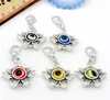 100pcs/lot Vintage Evil Eye Flower Charms lobster Clasp Dangle Pendant for Jewelry Making Diy 33x19mm