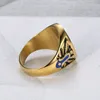 Gold Silver Blue Emamel Mason Freemason Signet Masonic Ring Retro Svarteffekt Rostfritt stål Partihandel för män