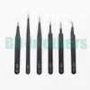 0.8mm / 1.6mm 6 in 1 Black ESD Tweezers Antistatic Stainless Steel Nipper ESD 10 11 12 13 14 15 for Phone Tools Kit 200sets/lot
