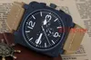 Novos relógios masculinos Mecânica Automática Relógio de Aço Inoxidável Bell Aviation Edição Limitada Dive Preto Borracha Prata Relógio de pulso Azul