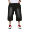 Atacado-verão Estilo Hip Hop Baggy Solto Calças Impressa para Homens Denim Jeans Shorts Mens Shorts Plus Size 30-46 FS4941