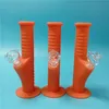 Oranje Mini Silicone Water Bongs Tien Kleuren met 14mm Glas Set Waterleidingen Onbreekbare Bongs Bubbler Pipes