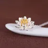 Partihandel-925 sterling silver lotus halsband hängen för kvinnor elegant blomma kort halsband sterling silver smycken bijoux femme