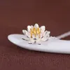 Wholesale-925 Sterling Silver Lotus Necklaces & Pendants For Women Elegant Flower Short Necklace Sterling Silver Jewelry Bijoux Femme