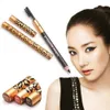 Whole 2Pcs New 5 Colors Waterproof Waterproof Leopard Long lasting Makeup Fashion Women Eyeliner Eyebrow Brush9535411