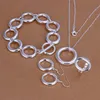 bröllop fyrverkerier sterling silver pläterade smycken set för kvinnor es329, mode 925 silver halsband armband örhängen ring set