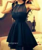 Cheap Navy Blue Prom Dress New Arrival Chiffon Short Cocktail Evening Party Gown Custom Made Plus Size