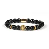 Top Qualité Bijoux En Gros 8mm Facettes Bleu et Noir Agate Pierre Perles avec PVD Plaqué Lion Tête Bracelets pour hommes