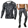 Toptan-Kamuflaj Sıkıştırma Gömlek Giyim Uzun Kollu T Gömlek + Tayt Spor Setleri Hızlı Kuru CrossFit Moda S-3XL Suits