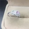 Fine Jewlery Brand 100% silod Sterling silver Diamond CZ ring Luxury 1.2ct Pink gemstone ring Engagement wedding bried ring for women