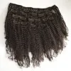 8 10 12 14 16 18 20 22 tum Full Head Kinky Curly Clip in Human Hair Extensions Natural Black Geasy9448487