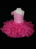 Glitz bébé fille Pageant robes 2017 avec Spaghetti cou jupe à volants Fuchsia infantile Pageant robe chasseur couleur courte